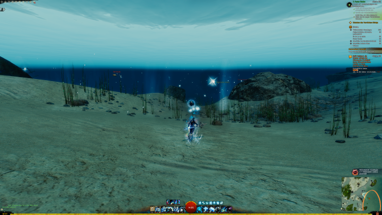 Das Fischernetz ist im Wasser und verschwindet nach Interaktion