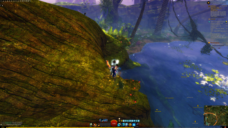 Springt hinüber zu den Blumen und gleitet