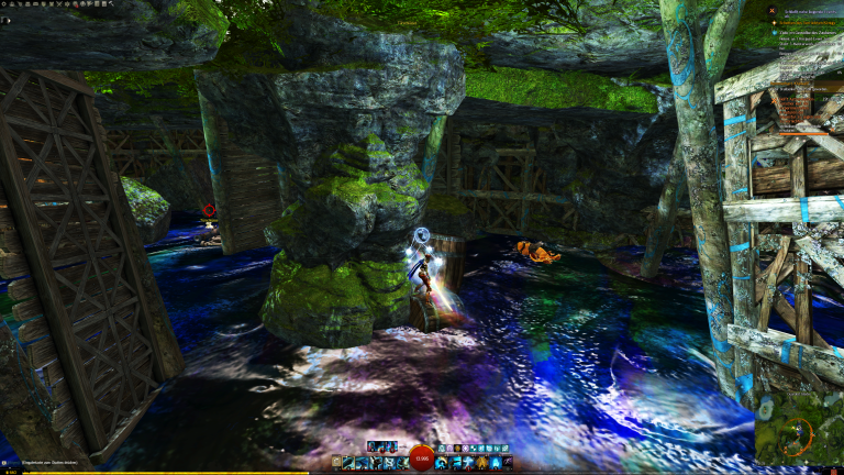 sucht den Schlüssel und nehmt ihm, um durch die Tür zu gelangen