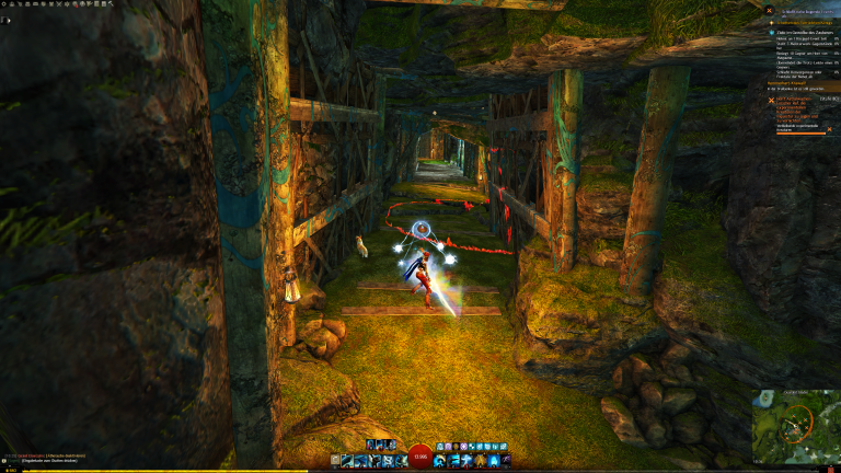 Wartet bis die heraubstürzenden Steine kein AoE mehr erzeugen oder dodget hjindurch