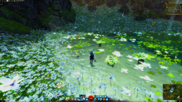 Interaktionspunkt im Blumenmeer