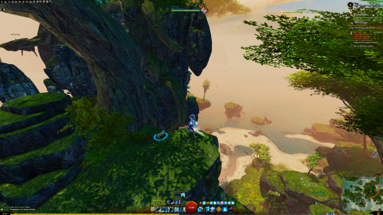 Nachdem ihr die Kugel aktiviert habt, geht es rechts an der Wurzel vorbei weiter. Wir gleiten hinüber...